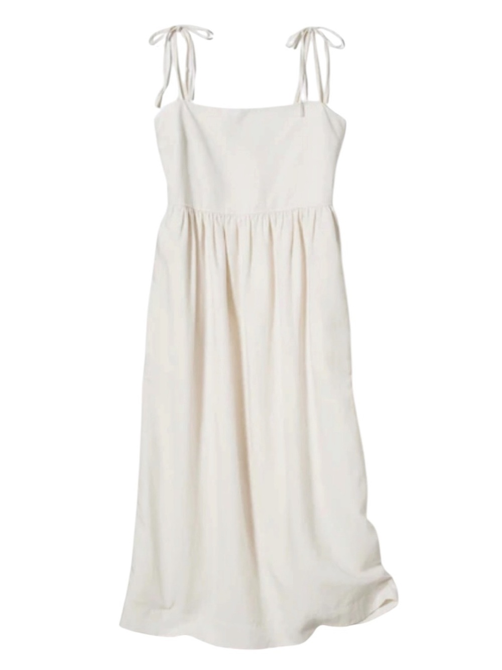 Uniqlo linen blend gathered waist midi dress size S excellent condition